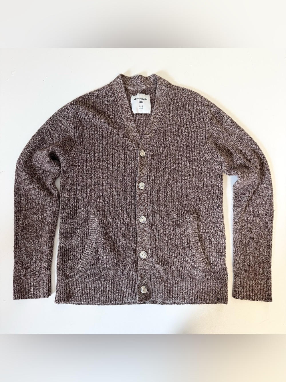 Abercrombie Kids Brown Speckled Knit Button Front Cardigan Sweater Size 11/12